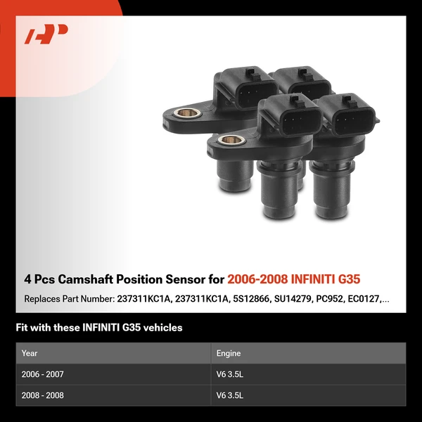 4 Pcs Camshaft Position Sensor for 2006-2008 INFINITI G35