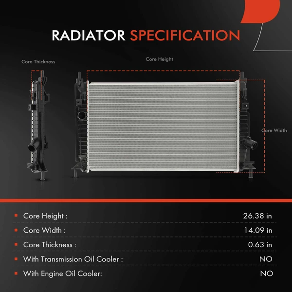 Radiator without Oil Cooler for Mazda 3 2012-2013 2.0L 2.3L 2.5L