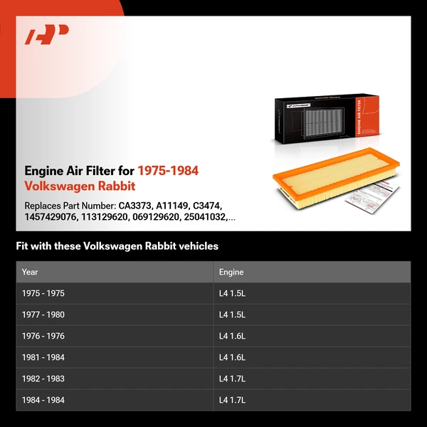 Engine Air Filter for 1975-1984 Volkswagen Rabbit