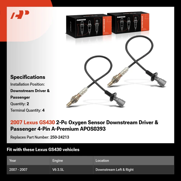 2007 Lexus GS430 2-Pc Oxygen Sensor Downstream Driver & Passenger 4-Pin A-Premium APOS0393