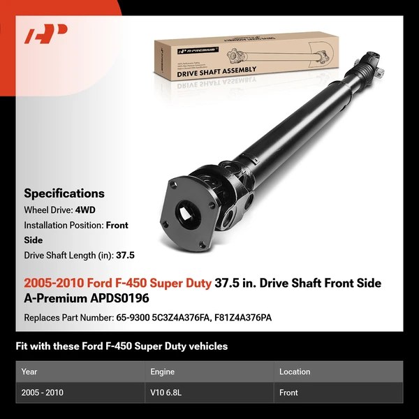 2005-2010 Ford F-450 Super Duty 37.5 in. Drive Shaft Front Side A-Premium APDS0196