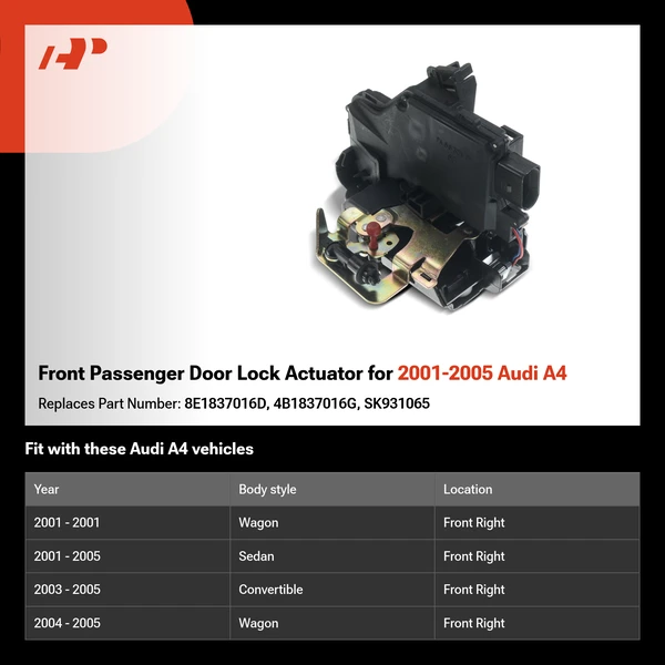 Front Passenger Door Lock Actuator for 2001-2005 Audi A4