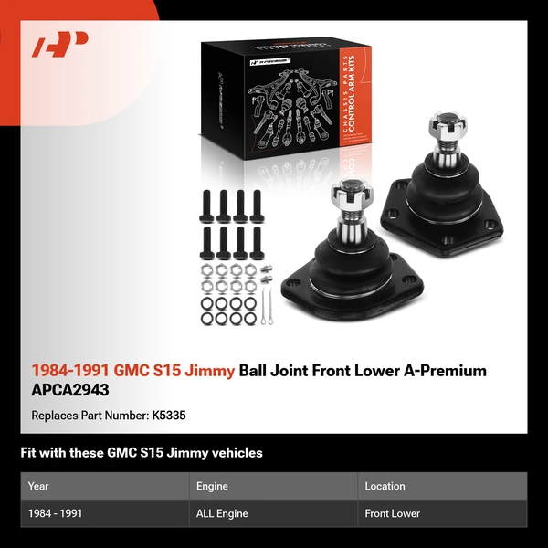 1984-1991 GMC S15 Jimmy Ball Joint Front Lower A-Premium APCA2943