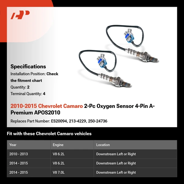 2010-2015 Chevrolet Camaro 2-Pc Oxygen Sensor 4-Pin A-Premium APOS2010