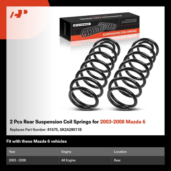 2 Pcs Rear Suspension Coil Springs for 2003-2008 Mazda 6