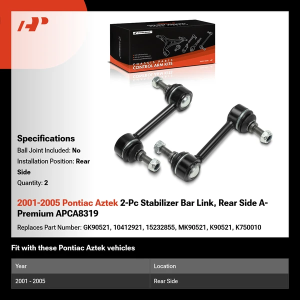 2001-2005 Pontiac Aztek 2-Pc Stabilizer Bar Link, Rear Side A-Premium APCA8319