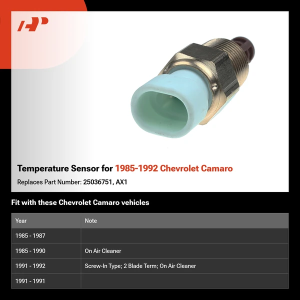 Temperature Sensor for 1985-1992 Chevrolet Camaro