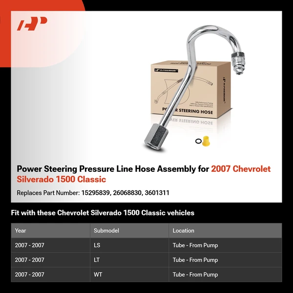 Power Steering Pressure Line Hose Assembly for 2007 Chevrolet Silverado 1500 Classic
