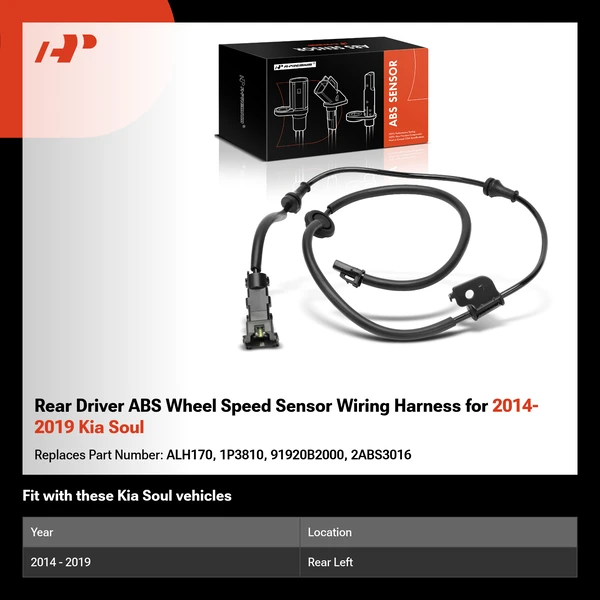 Rear Driver ABS Wheel Speed Sensor Wiring Harness for 2014-2019 Kia Soul