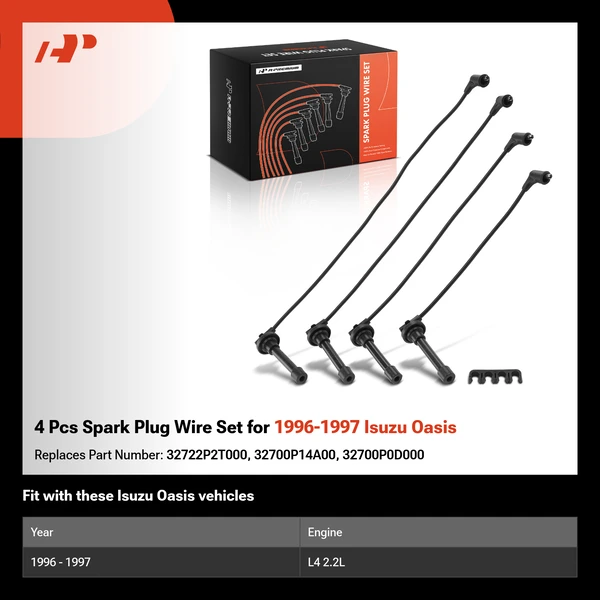 4 Pcs Spark Plug Wire Set for 1996-1997 Isuzu Oasis