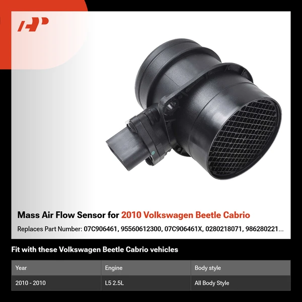 Mass Air Flow Sensor for 2010 Volkswagen Beetle Cabrio