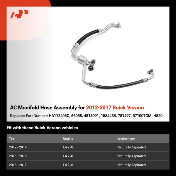 AC Manifold Hose Assembly for 2012-2017 Buick Verano