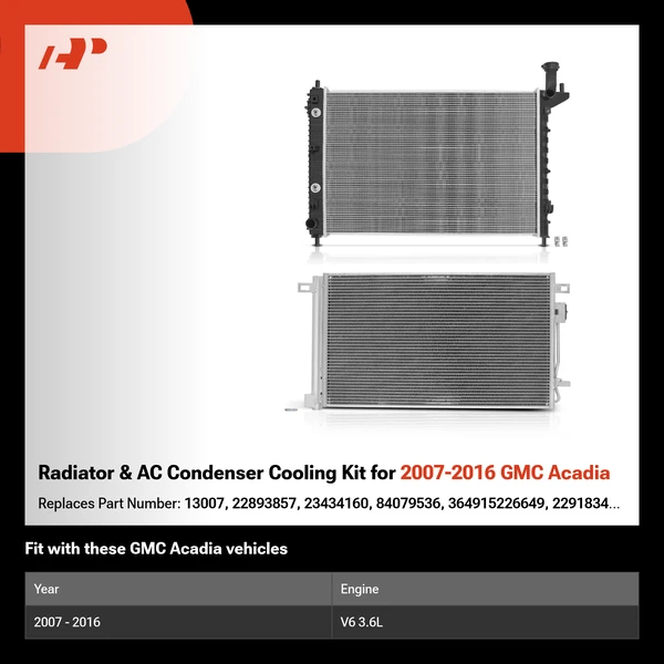 Radiator & AC Condenser Cooling Kit for 2007-2016 GMC Acadia