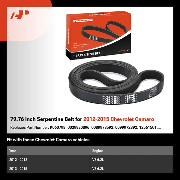 79.76 Inch Serpentine Belt for 2012-2015 Chevrolet Camaro