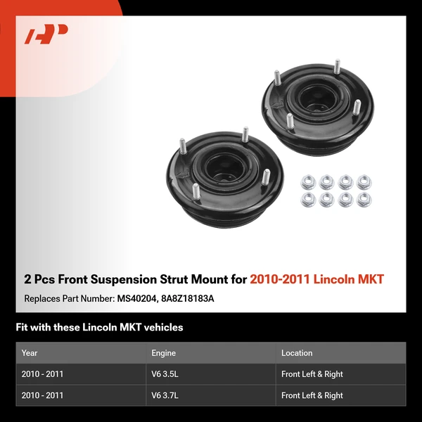 2 Pcs Front Suspension Strut Mount for 2010-2011 Lincoln MKT