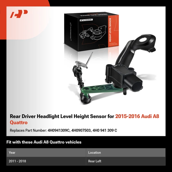 Rear Driver Headlight Level Height Sensor for 2015-2016 Audi A8 Quattro