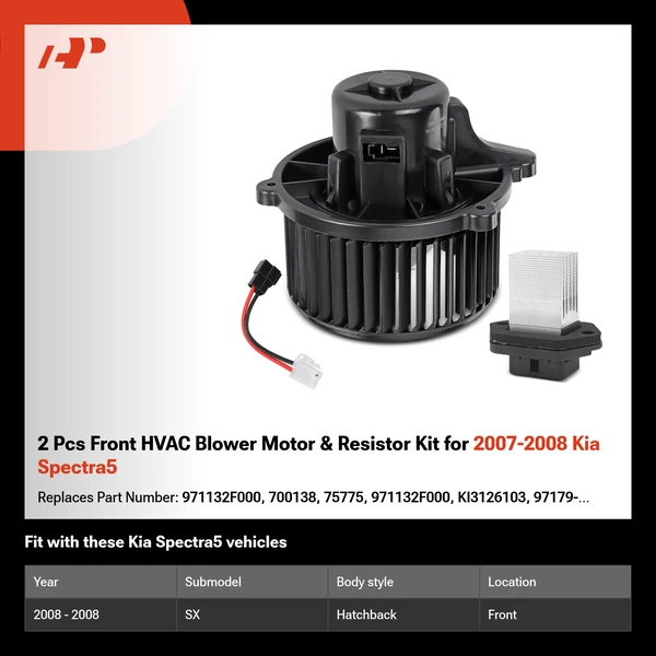 2 Pcs Front HVAC Blower Motor & Resistor Kit for 2007-2008 Kia Spectra5