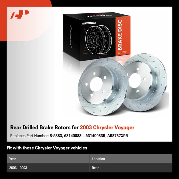 Rear Drilled Brake Rotors for 2003 Chrysler Voyager