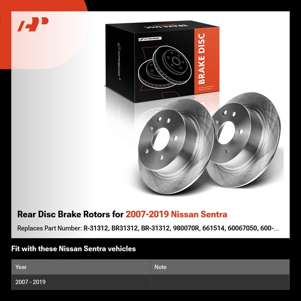 Rear Disc Brake Rotors for 2007-2019 Nissan Sentra