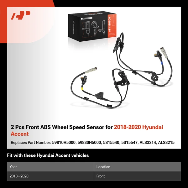 2 Pcs Front ABS Wheel Speed Sensor for 2018-2020 Hyundai Accent