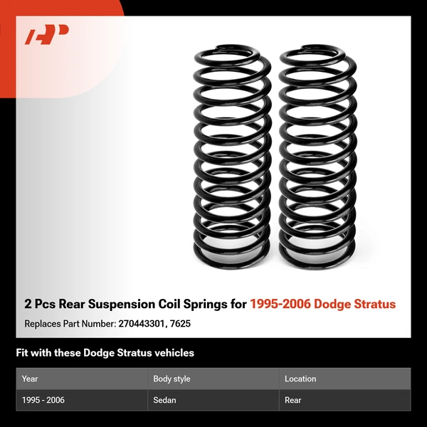 2 Pcs Rear Suspension Coil Springs for 1995-2006 Dodge Stratus