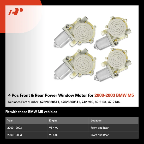 4 Pcs Front & Rear Power Window Motor for 2000-2003 BMW M5