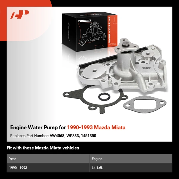 Engine Water Pump for 1990-1993 Mazda Miata
