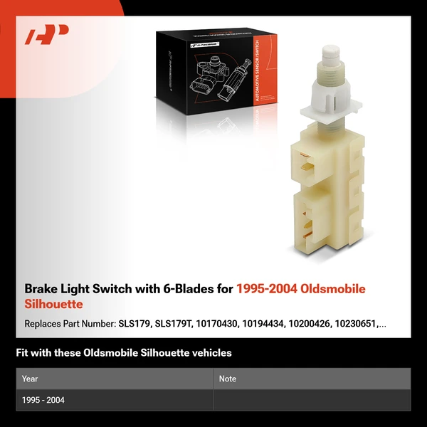 Brake Light Switch with 6-Blades for 1995-2004 Oldsmobile Silhouette