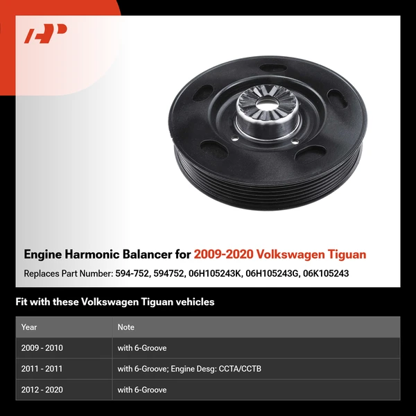 Engine Harmonic Balancer for 2009-2020 Volkswagen Tiguan