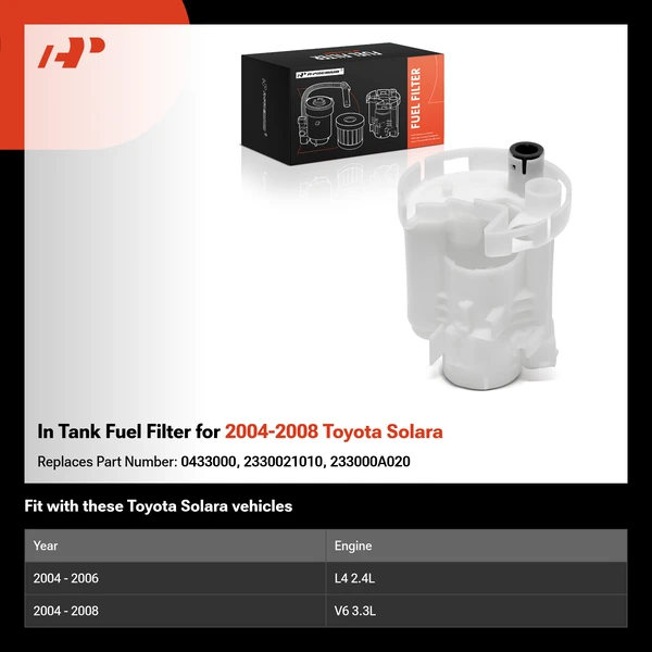In Tank Fuel Filter for 2004-2008 Toyota Solara
