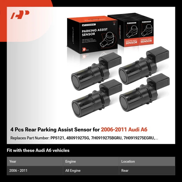 4 Pcs Rear Parking Assist Sensor for 2006-2011 Audi A6