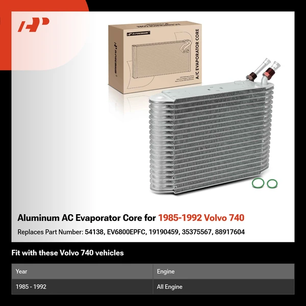 Aluminum AC Evaporator Core for 1985-1992 Volvo 740