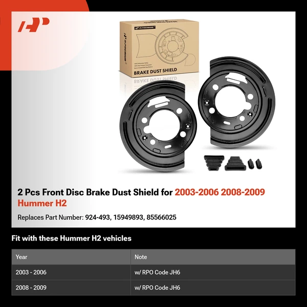 2 Pcs Front Disc Brake Dust Shield for 2003-2006 2008-2009 Hummer H2