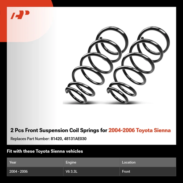 2 Pcs Front Suspension Coil Springs for 2004-2006 Toyota Sienna