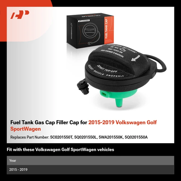 Fuel Tank Gas Cap Filler Cap for 2015-2019 Volkswagen Golf SportWagen
