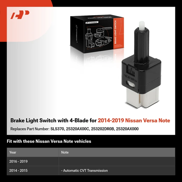 Brake Light Switch with 4-Blade for 2014-2019 Nissan Versa Note