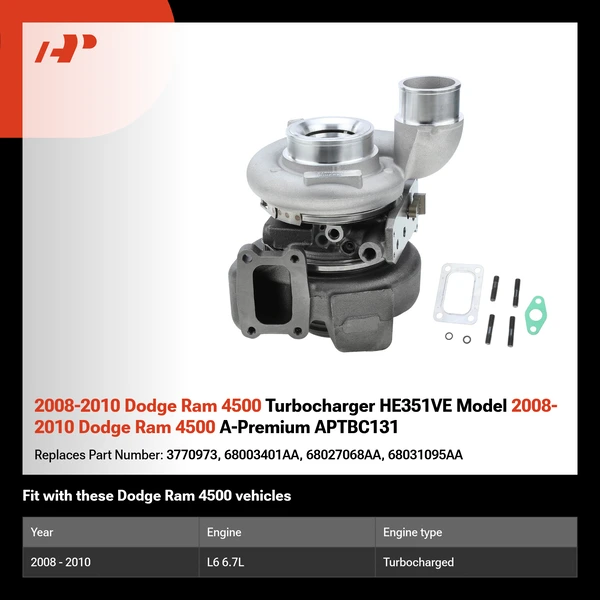 2008-2010 Dodge Ram 4500 Turbocharger HE351VE Model 2008-2010 Dodge Ram 4500 A-Premium APTBC131