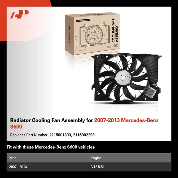 Radiator Cooling Fan Assembly for 2007-2013 Mercedes-Benz S600
