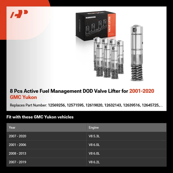 8 Pcs Active Fuel Management DOD Valve Lifter for 2001-2020 GMC Yukon