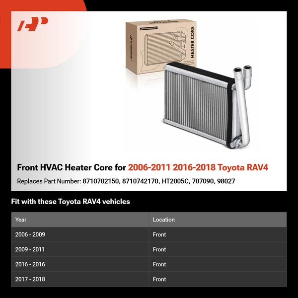 Front HVAC Heater Core for 2006-2011 2016-2018 Toyota RAV4