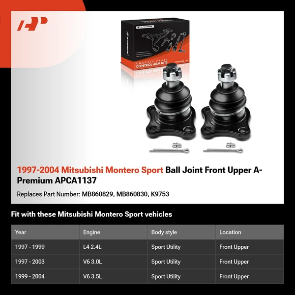 1997-2004 Mitsubishi Montero Sport Ball Joint Front Upper A-Premium APCA1137
