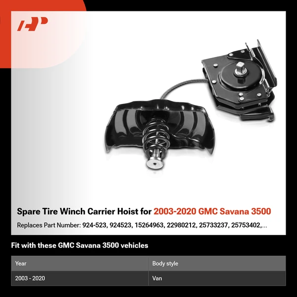 Spare Tire Winch Carrier Hoist for 2003-2020 GMC Savana 3500