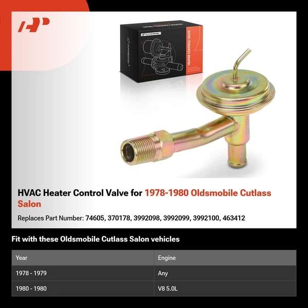 HVAC Heater Control Valve for 1978-1980 Oldsmobile Cutlass Salon