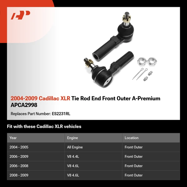 2004-2009 Cadillac XLR Tie Rod End Front Outer A-Premium APCA2998