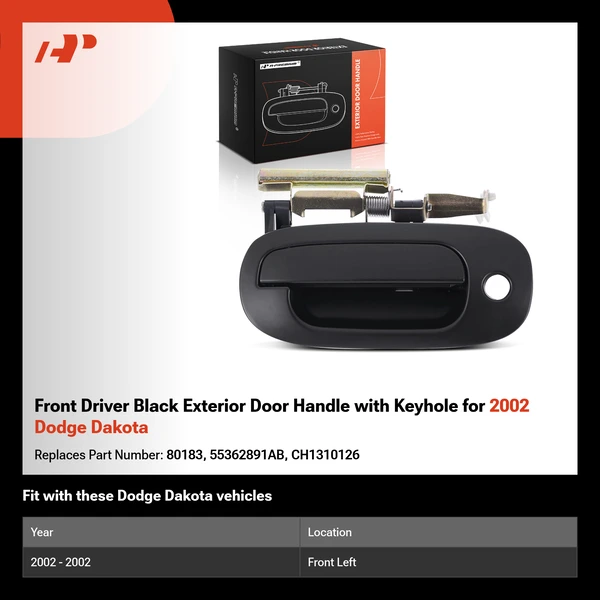 Front Driver Black Exterior Door Handle with Keyhole for 2002 Dodge Dakota