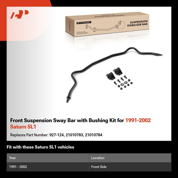 Front Suspension Sway Bar with Bushing Kit for 1991-2002 Saturn SL1
