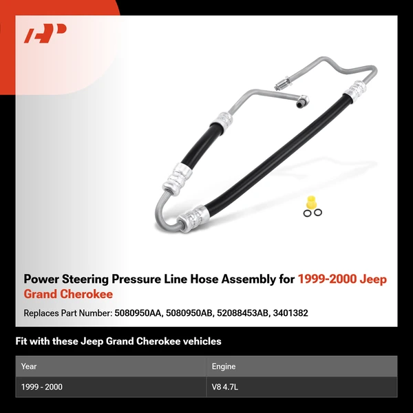 Power Steering Pressure Line Hose Assembly for 1999-2000 Jeep Grand Cherokee