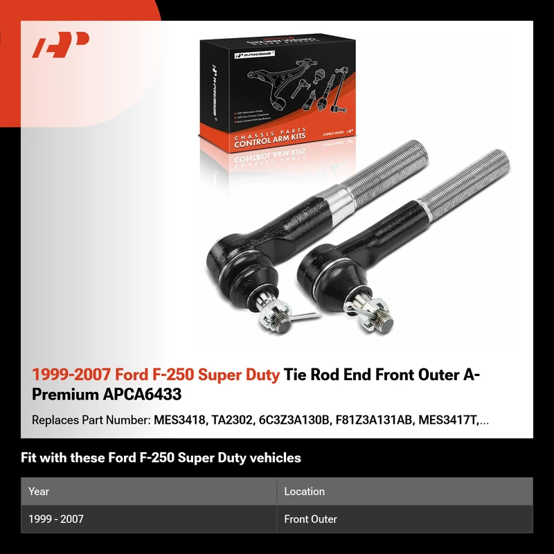 1999-2007 Ford F-250 Super Duty Tie Rod End Front Outer A-Premium APCA6433