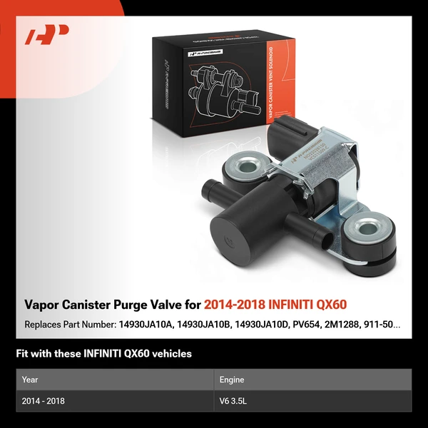 Vapor Canister Purge Valve for 2014-2018 INFINITI QX60
