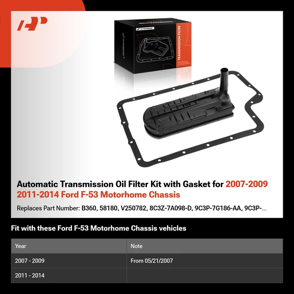 Automatic Transmission Oil Filter Kit with Gasket for 2007-2009 2011-2014 Ford F-53 Motorhome Chassis